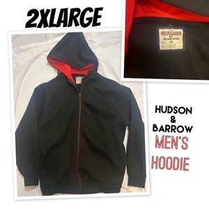 Hudson & Barrow Men's Black and Red Zip Up Sweater